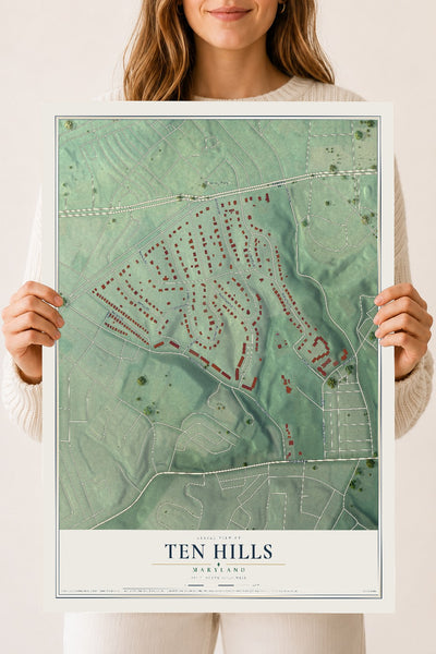 Map of Ten Hills, Maryland, 18 x 24 inch unframed archival matte print