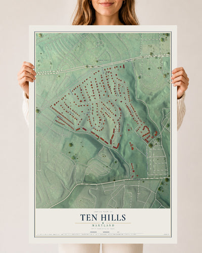 Map of Ten Hills, Maryland, 24 x 36 inch unframed archival matte print