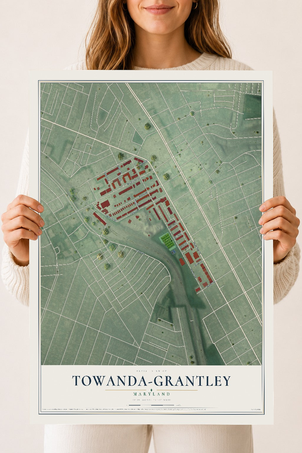 Map of Towanda-Grantley, Maryland, 18 x 24 inch unframed archival matte print