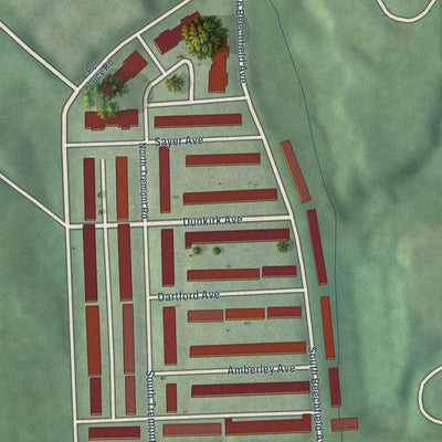Close-up of the map of Tremont, Maryland print showing street and building detail
