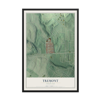 Map of Tremont, Maryland, 12 x 18 inch print in a black wood frame