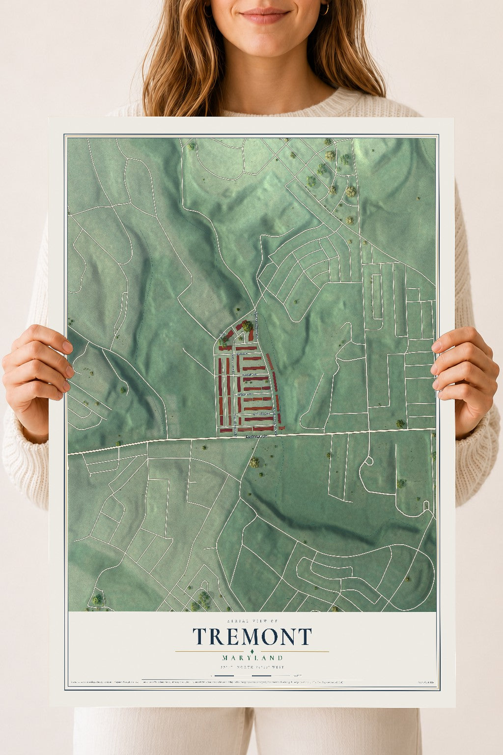 Map of Tremont, Maryland, 18 x 24 inch unframed archival matte print