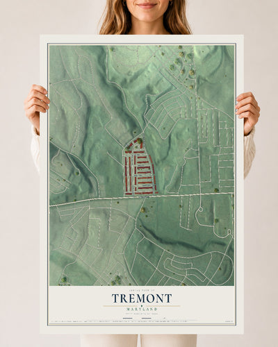 Map of Tremont, Maryland, 24 x 36 inch unframed archival matte print