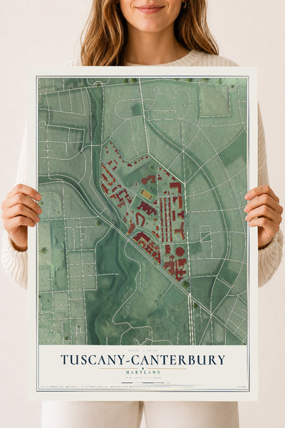 Map of Tuscany-Canterbury, Maryland, 18 x 24 inch unframed archival matte print