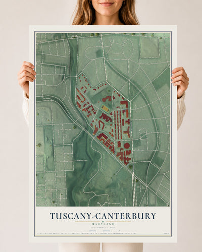 Map of Tuscany-Canterbury, Maryland, 24 x 36 inch unframed archival matte print