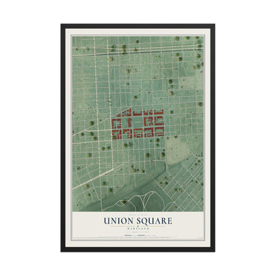 Map of Union Square, Maryland, 12 x 18 inch print in a black wood frame