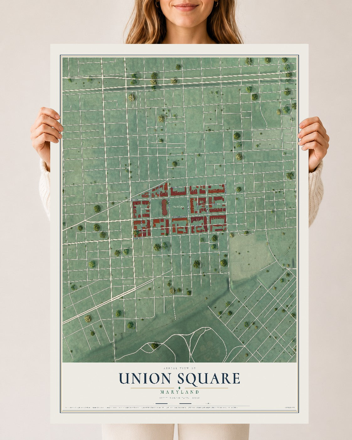 Map of Union Square, Maryland, 24 x 36 inch unframed archival matte print