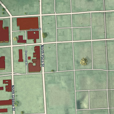 Close-up of the map of University of Maryland, Maryland print showing street and building detail