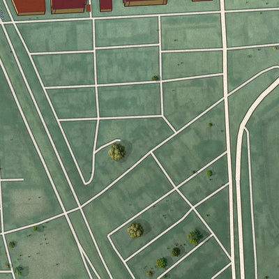 Second close-up of the map of University of Maryland, Maryland print showing more streets and buildings