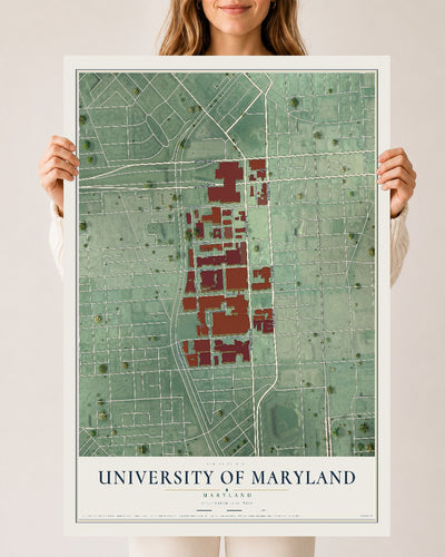 Map of University of Maryland, Maryland, 24 x 36 inch unframed archival matte print