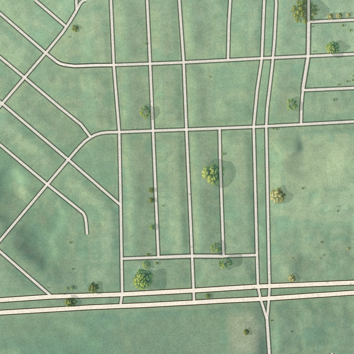 Second close-up of the map of Uplands, Maryland print showing more streets and buildings