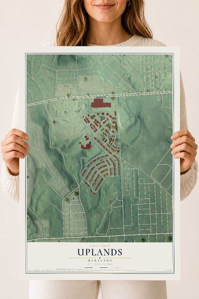 Map of Uplands, Maryland, 18 x 24 inch unframed archival matte print