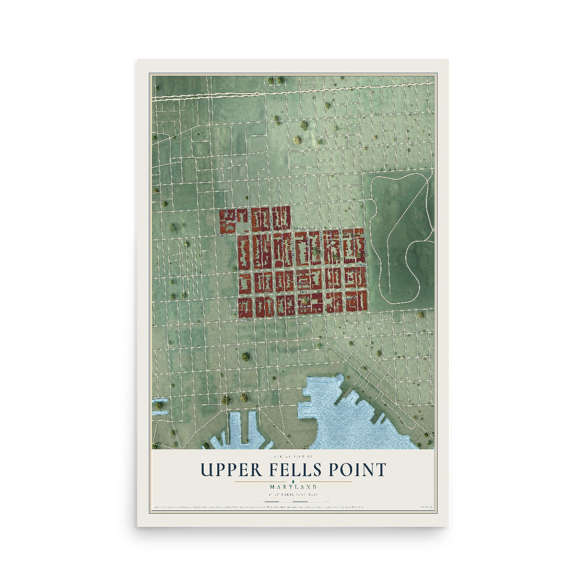 Map of Upper Fells Point, Maryland, 12 x 18 inch unframed archival matte print
