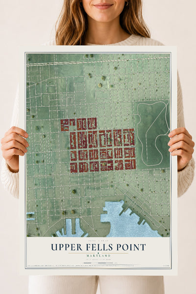 Map of Upper Fells Point, Maryland, 18 x 24 inch unframed archival matte print