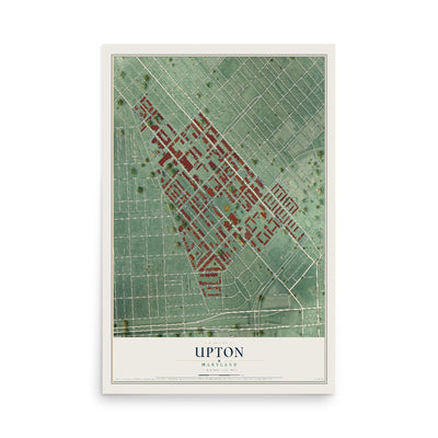 Map of Upton, Maryland, 12 x 18 inch unframed archival matte print
