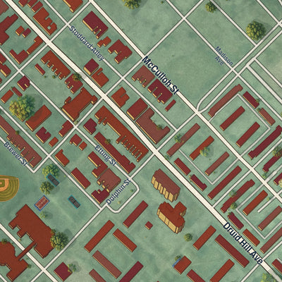 Close-up of the map of Upton, Maryland print showing street and building detail