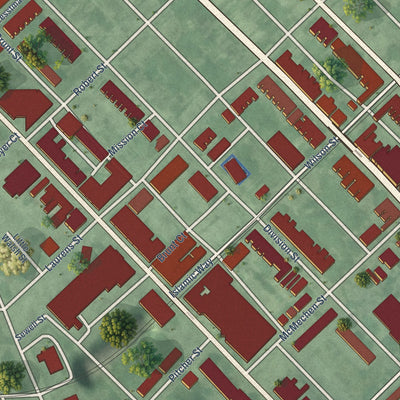 Second close-up of the map of Upton, Maryland print showing more streets and buildings