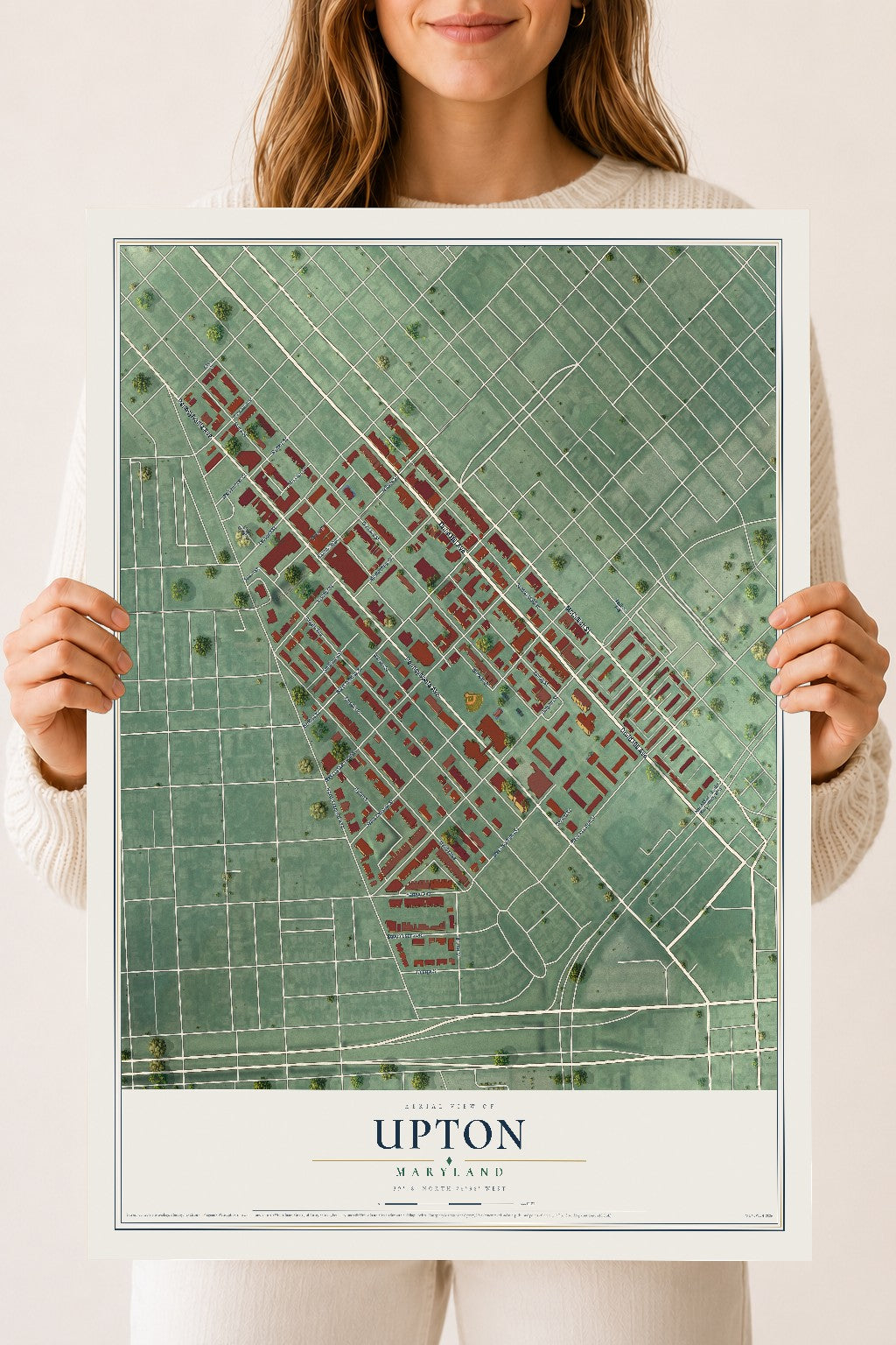 Map of Upton, Maryland, 18 x 24 inch unframed archival matte print