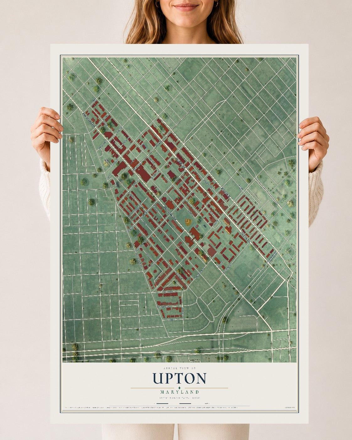 Map of Upton, Maryland, 24 x 36 inch unframed archival matte print