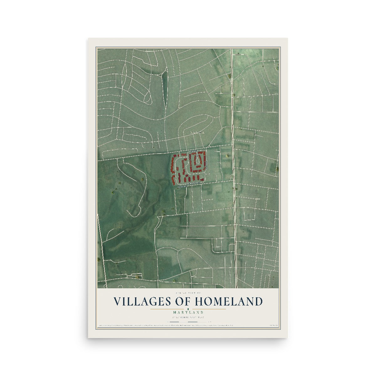 Map of Villages of Homeland, Maryland, 12 x 18 inch unframed archival matte print