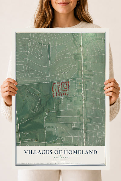 Map of Villages of Homeland, Maryland, 18 x 24 inch unframed archival matte print