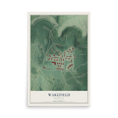 Map of Wakefield, Maryland, 12 x 18 inch unframed archival matte print