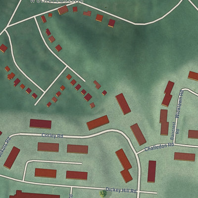 Close-up of the map of Wakefield, Maryland print showing street and building detail
