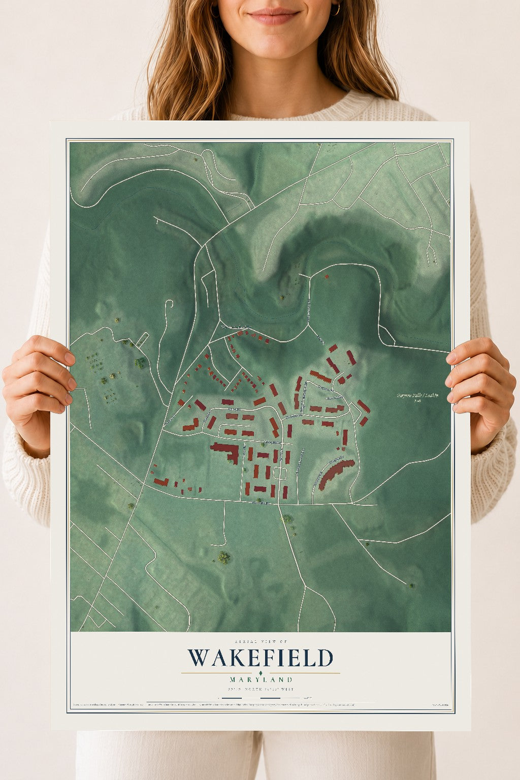Map of Wakefield, Maryland, 18 x 24 inch unframed archival matte print