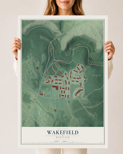 Map of Wakefield, Maryland, 24 x 36 inch unframed archival matte print