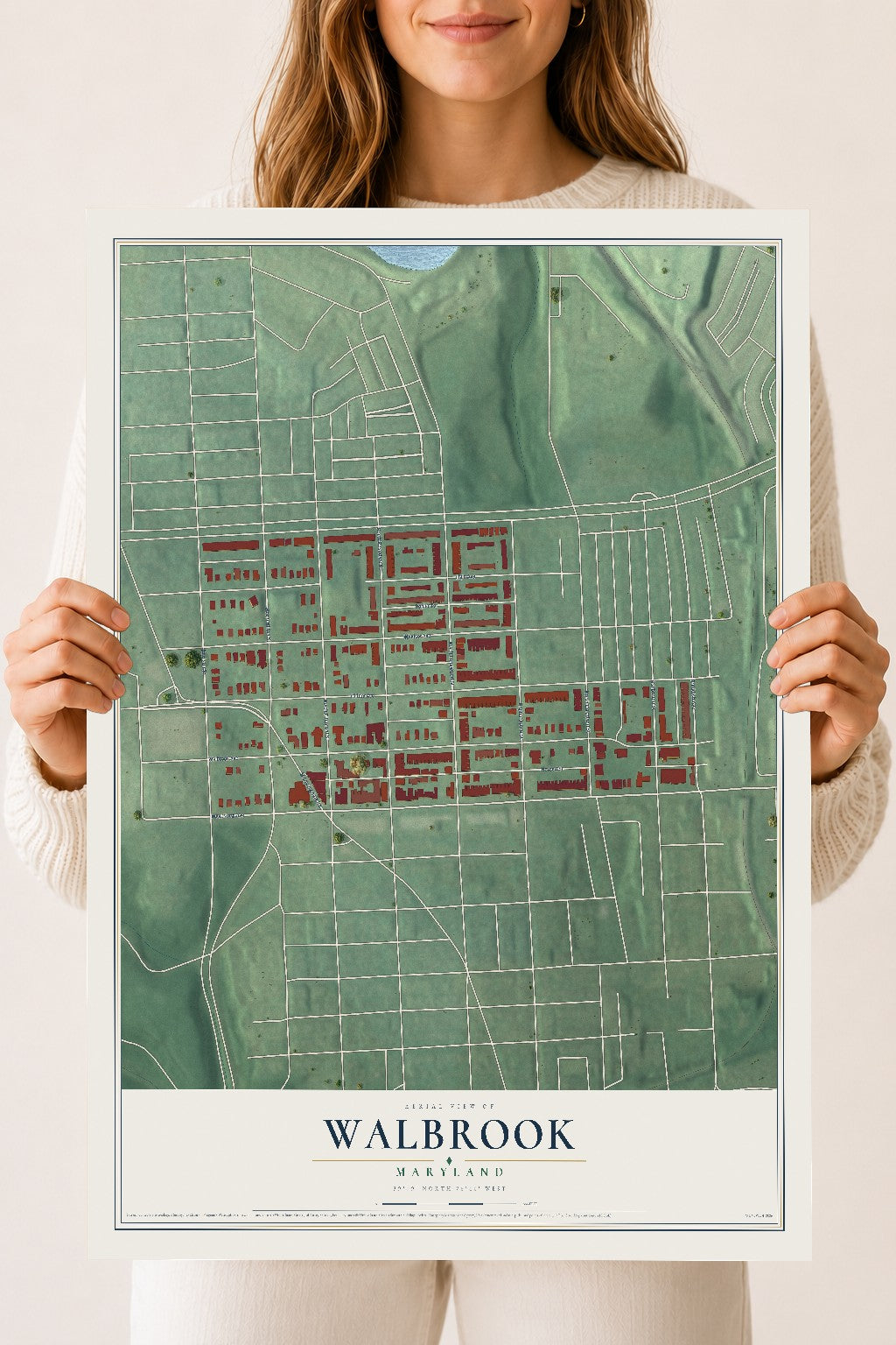Map of Walbrook, Maryland, 18 x 24 inch unframed archival matte print