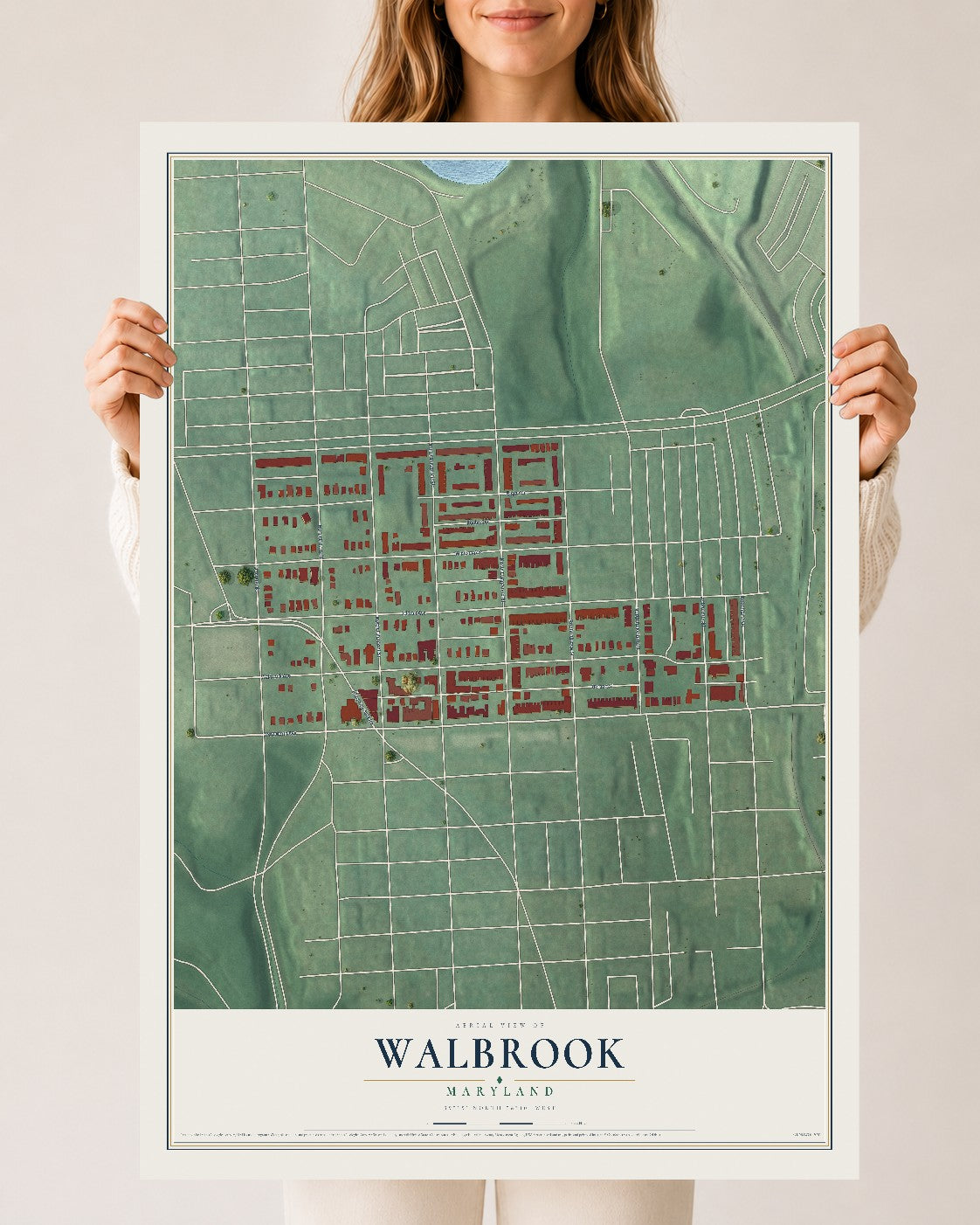 Map of Walbrook, Maryland, 24 x 36 inch unframed archival matte print