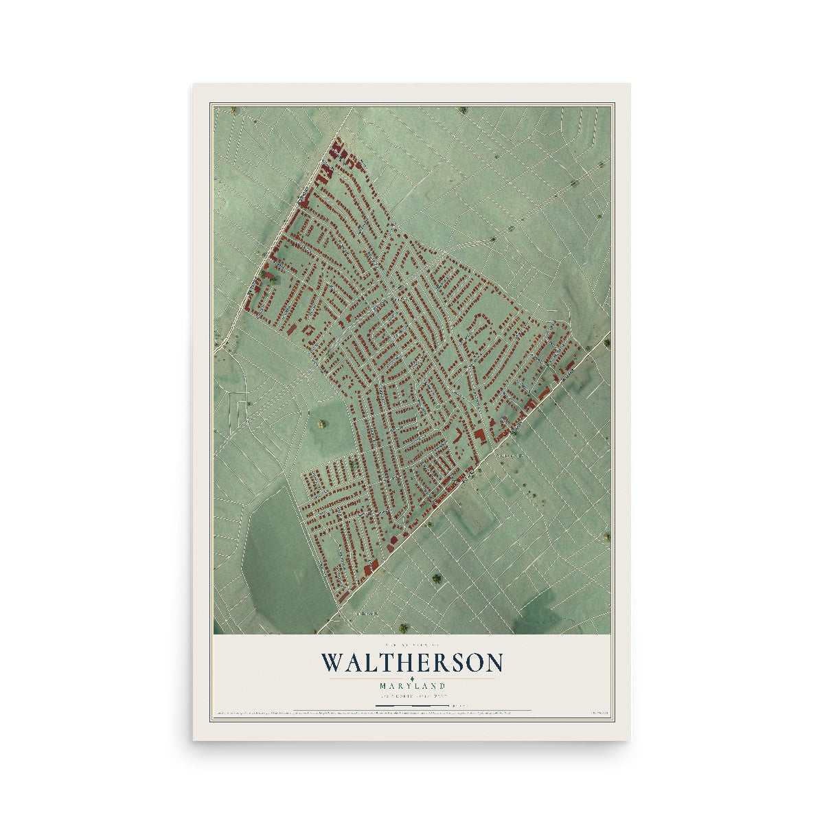 Map of Waltherson, Maryland, 12 x 18 inch unframed archival matte print