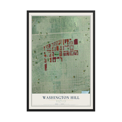 Map of Washington Hill, Maryland, 12 x 18 inch print in a black wood frame