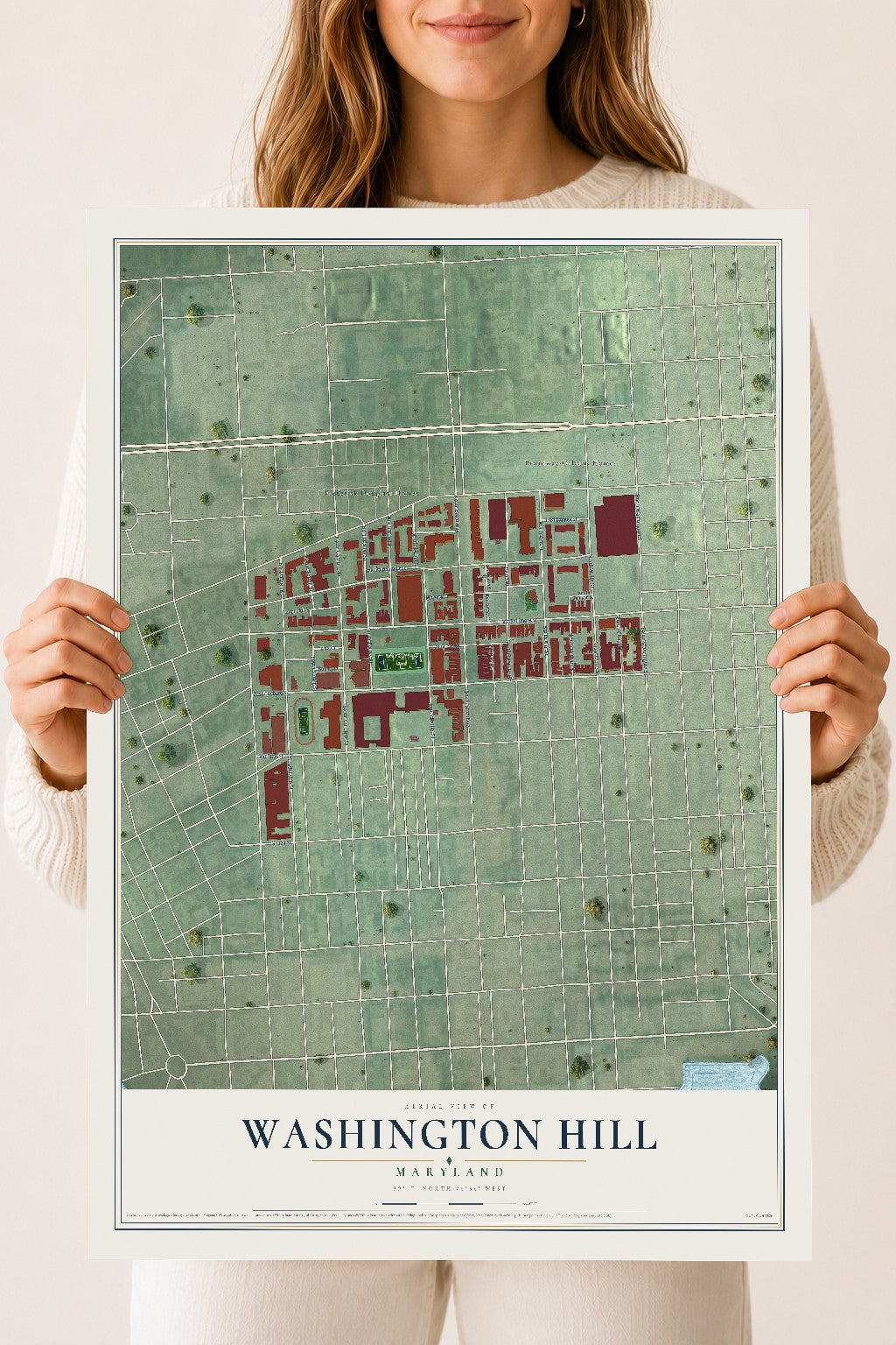 Map of Washington Hill, Maryland, 18 x 24 inch unframed archival matte print