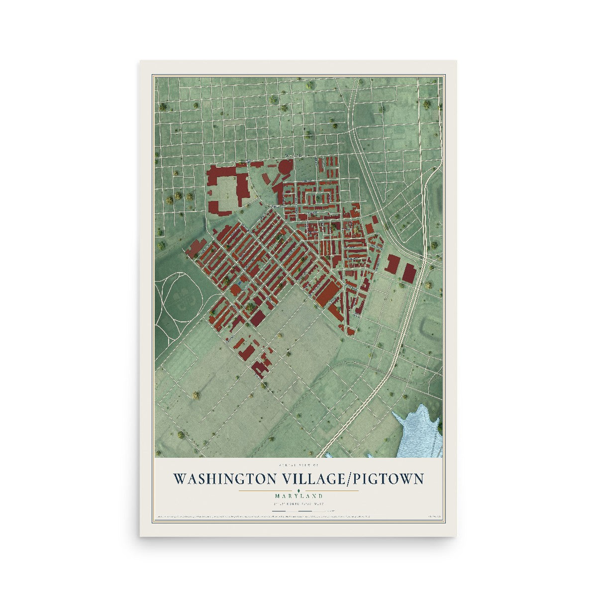 Map of Washington Village-Pigtown, Maryland, 12 x 18 inch unframed archival matte print