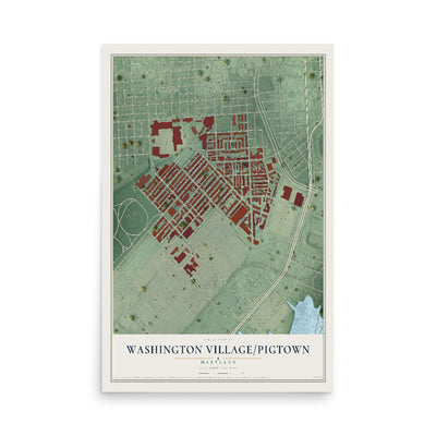 Map of Washington Village-Pigtown, Maryland, 12 x 18 inch unframed archival matte print