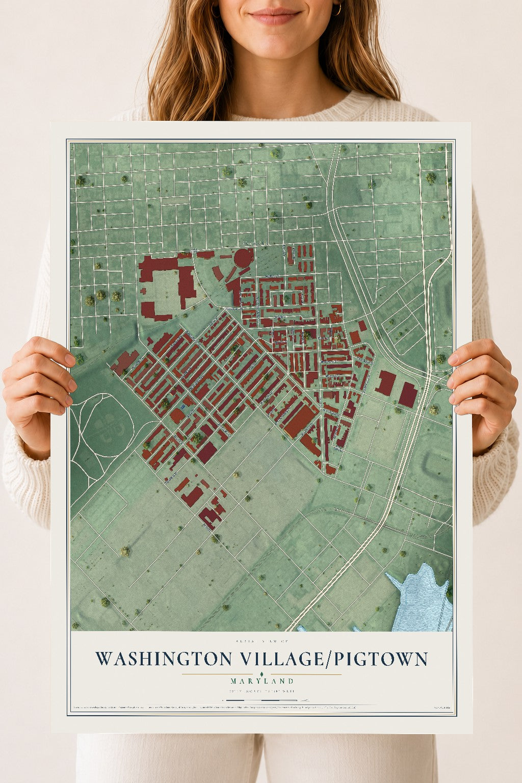 Map of Washington Village-Pigtown, Maryland, 18 x 24 inch unframed archival matte print