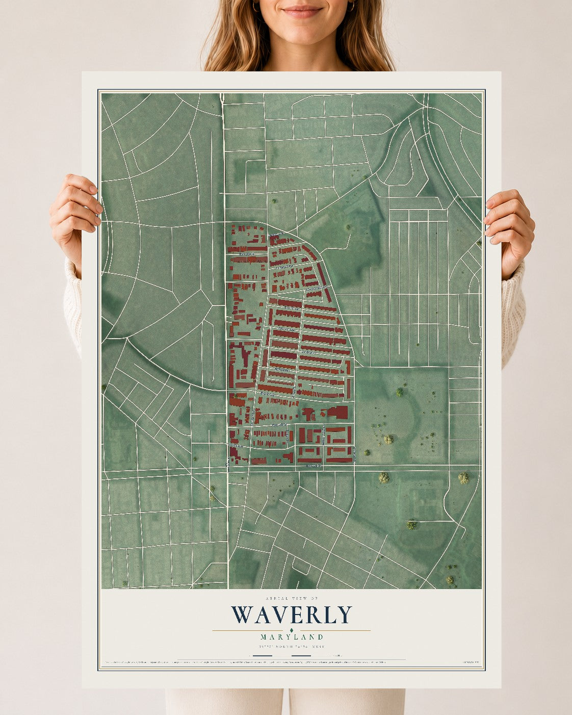 Map of Waverly, Maryland, 24 x 36 inch unframed archival matte print