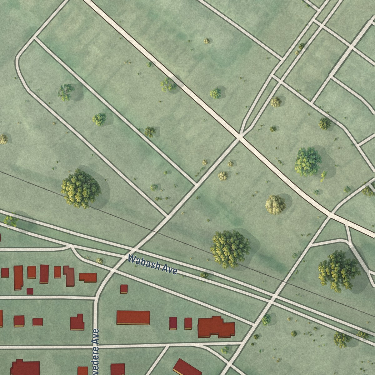 Second close-up of the map of West Arlington, Maryland print showing more streets and buildings
