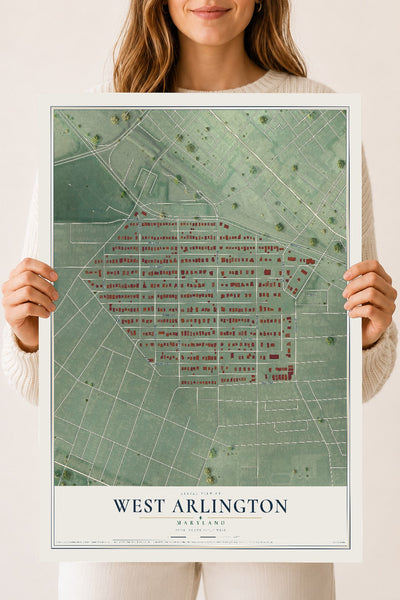 Map of West Arlington, Maryland, 18 x 24 inch unframed archival matte print