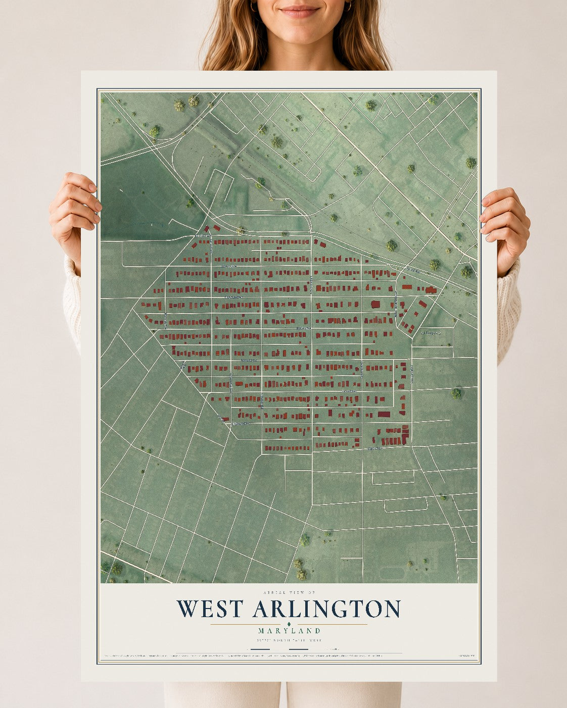 Map of West Arlington, Maryland, 24 x 36 inch unframed archival matte print
