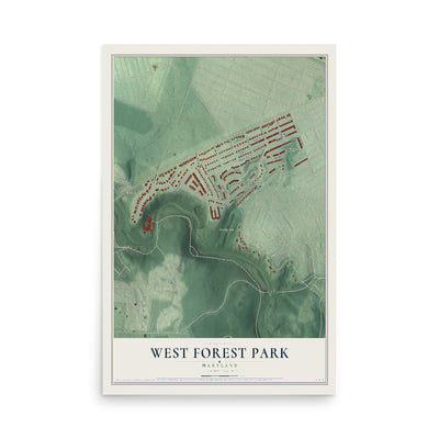 Map of West Forest Park, Maryland, 12 x 18 inch unframed archival matte print