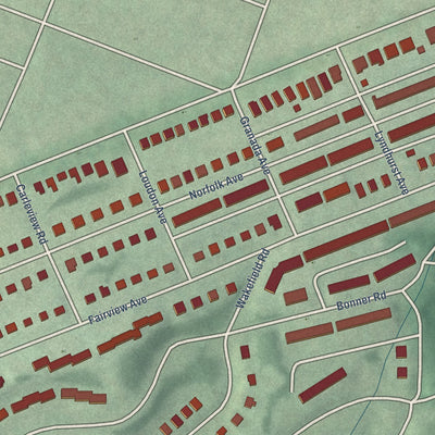 Close-up of the map of West Forest Park, Maryland print showing street and building detail