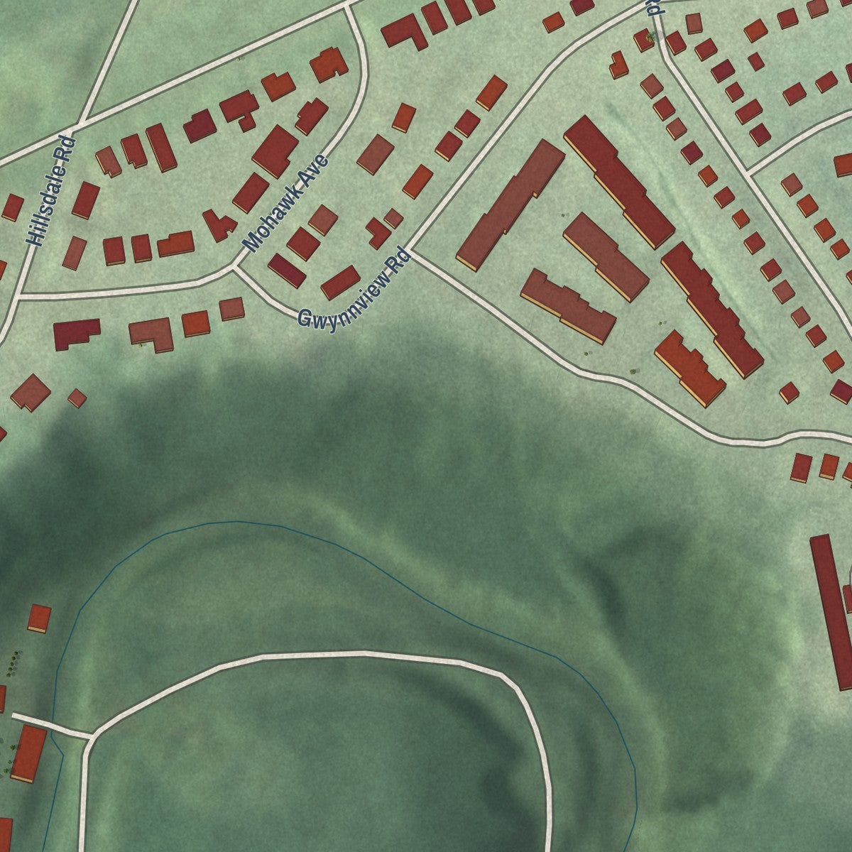Second close-up of the map of West Forest Park, Maryland print showing more streets and buildings