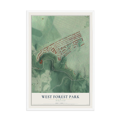 Map of West Forest Park, Maryland, 12 x 18 inch print in a white wood frame