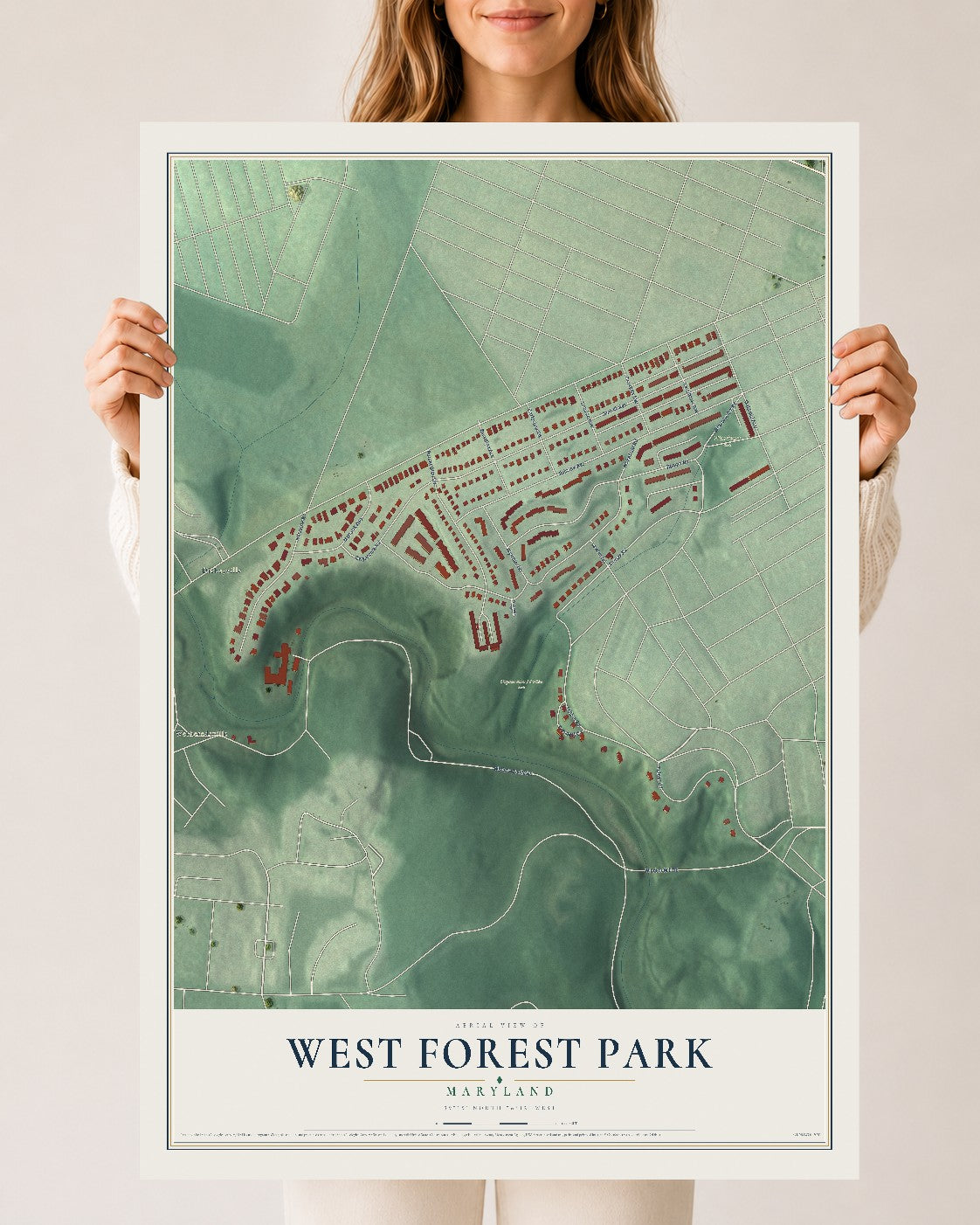 Map of West Forest Park, Maryland, 24 x 36 inch unframed archival matte print