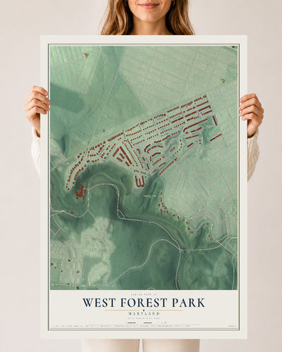 Map of West Forest Park, Maryland, 24 x 36 inch unframed archival matte print