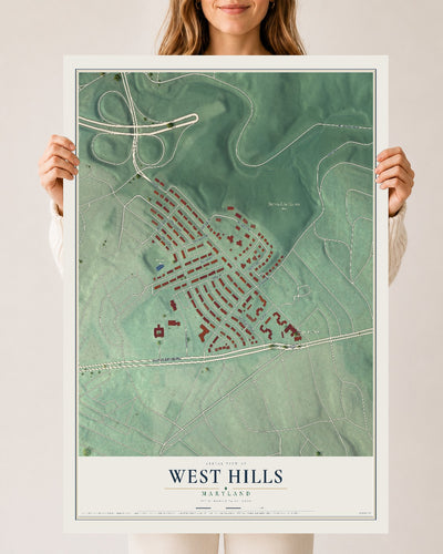 Map of West Hills, Maryland, 24 x 36 inch unframed archival matte print
