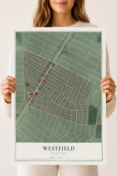 Map of Westfield, Maryland, 18 x 24 inch unframed archival matte print