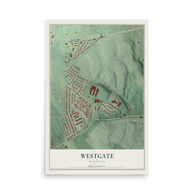 Map of Westgate, Maryland, 12 x 18 inch unframed archival matte print